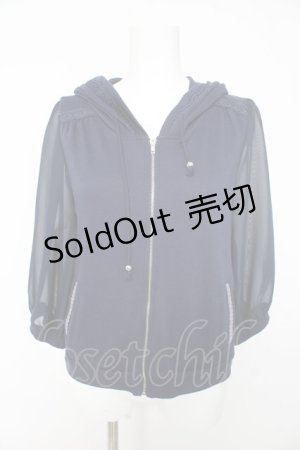 画像: axes femme / シースルー袖パーカー M 紺 Y-26-02-15-159-AX-TO-SZ-ZS