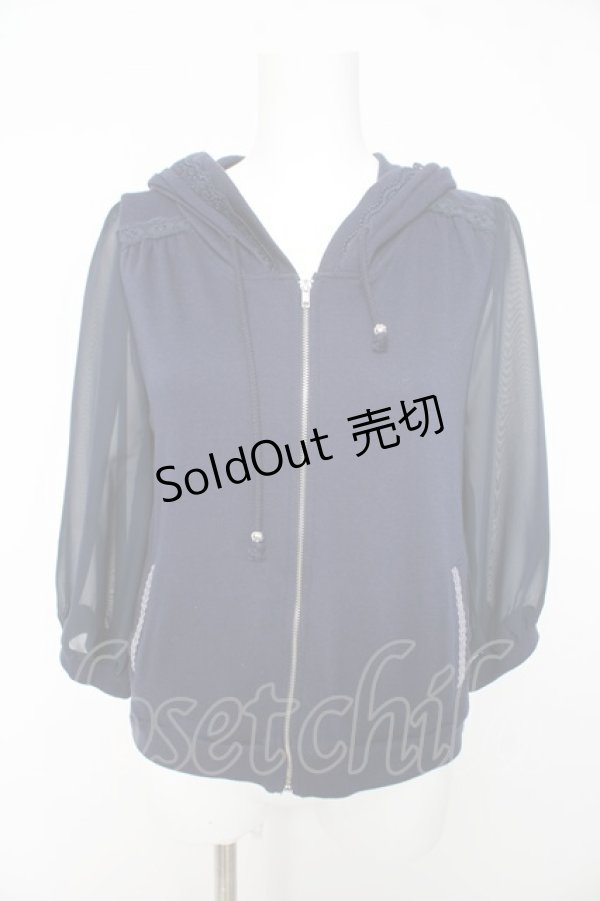 画像1: axes femme / シースルー袖パーカー M 紺 Y-26-02-15-159-AX-TO-SZ-ZS (1)