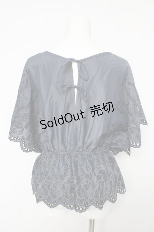 画像2: axes femme / 総刺繍Vネックブラウス  紺 Y-26-02-15-161-AX-BL-SZ-ZS (2)