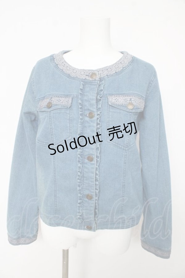 画像1: axes femme / ノーカラーデニムジャケット M ウォッシュ Y-26-02-15-162-AX-JA-SZ-ZS (1)