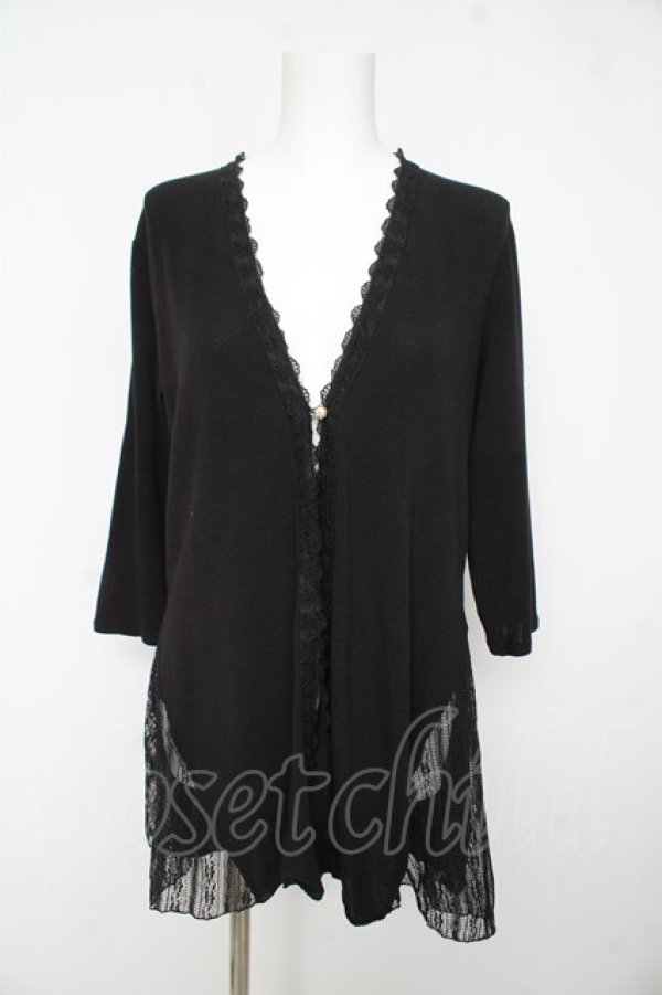 画像1: axes femme / レース切替ロングカーディガン M 黒 Y-26-02-15-163-AX-TO-SZ-ZY (1)