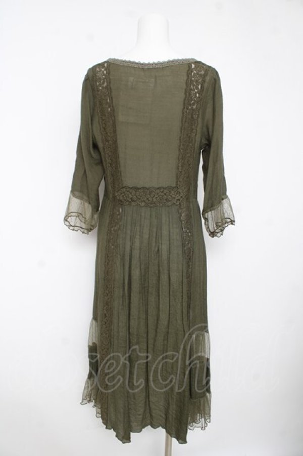 画像2: axes femme / ドットチュール切り替えロングカーディガン M カーキ Y-26-02-15-165-AX-TO-SZ-ZY (2)