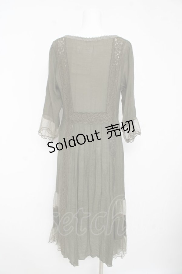 画像2: axes femme / ドットチュール切り替えロングカーディガン M カーキ Y-26-02-15-165-AX-TO-SZ-ZI (2)