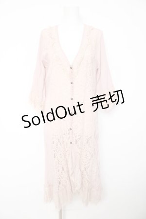 画像: axes femme / 布帛切替レーシーロングカーディガン M ピンク Y-26-02-15-166-AX-TO-SZ-ZY