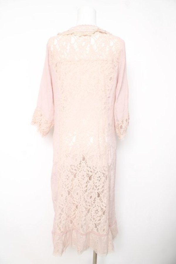 画像2: axes femme / 布帛切替レーシーロングカーディガン M ピンク Y-26-02-15-166-AX-TO-SZ-ZY (2)