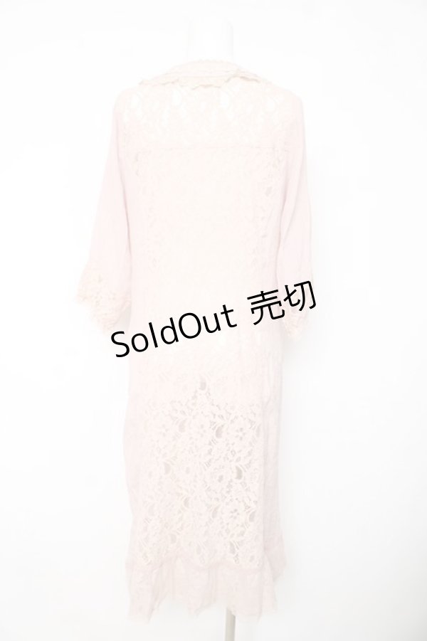 画像2: axes femme / 布帛切替レーシーロングカーディガン M ピンク Y-26-02-15-166-AX-TO-SZ-ZY (2)