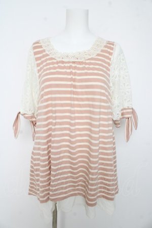 画像: axes femme / Backデザイン半袖チュニ M 淡ピンク Y-26-02-15-170-AX-TO-SZ-ZY