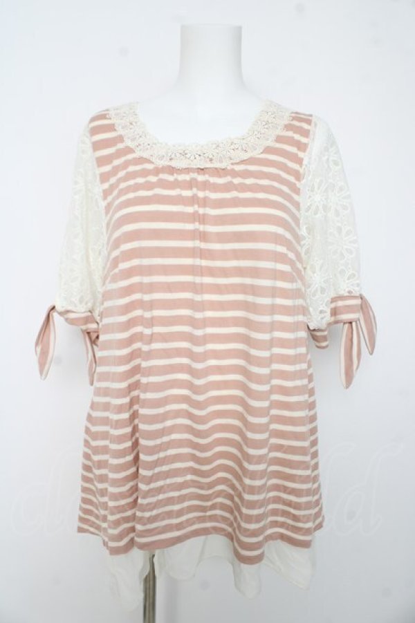 画像1: axes femme / Backデザイン半袖チュニ M 淡ピンク Y-26-02-15-170-AX-TO-SZ-ZY (1)