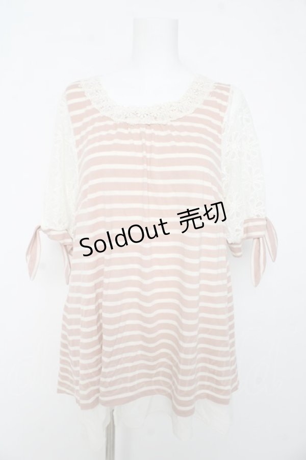 画像1: axes femme / Backデザイン半袖チュニ M 淡ピンク Y-26-02-15-170-AX-TO-SZ-ZY (1)