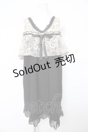 画像: axes femme POETIQUE / 肩開きレース使いカットチュニ M 黒 Y-26-02-15-171-AX-OP-SZ-ZS