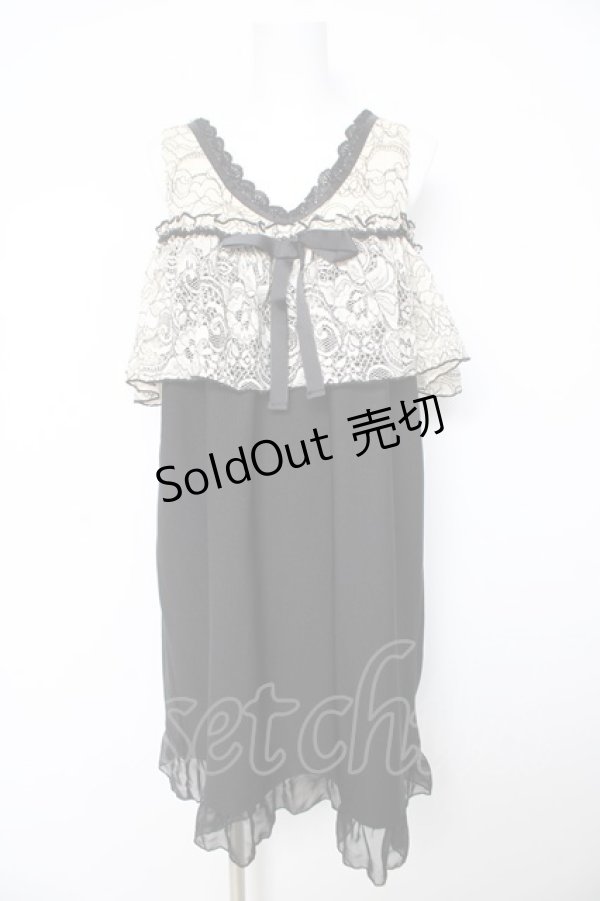 画像1: axes femme POETIQUE / 肩開きレース使いカットチュニ M 黒 Y-26-02-15-171-AX-OP-SZ-ZS (1)