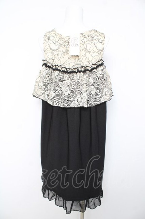 画像2: axes femme POETIQUE / 肩開きレース使いカットチュニ M 黒 Y-26-02-15-171-AX-OP-SZ-ZY (2)