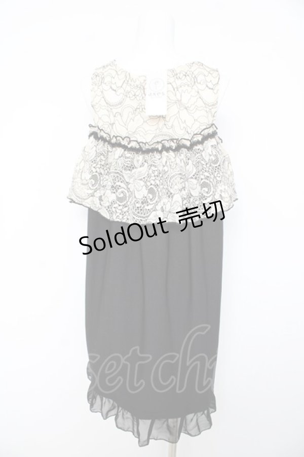 画像2: axes femme POETIQUE / 肩開きレース使いカットチュニ M 黒 Y-26-02-15-171-AX-OP-SZ-ZS (2)