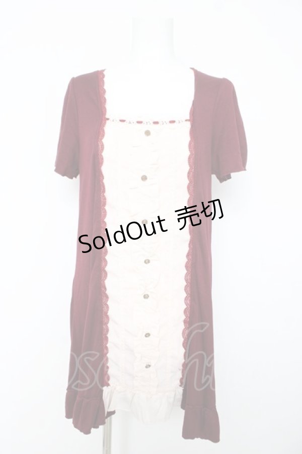 画像1: axes femme / 縦切り替えブロッキングチュニック M ワイン Y-26-02-15-172-AX-TO-SZ-ZY (1)