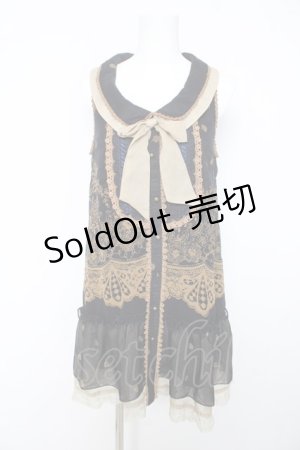 画像: axes femme / レース柄ボウタイチュニ M 紺 Y-26-02-15-174-AX-OP-SZ-ZY