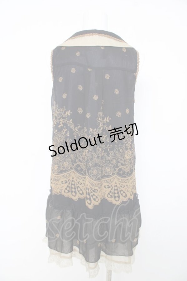 画像2: axes femme / レース柄ボウタイチュニ M 紺 Y-26-02-15-174-AX-OP-SZ-ZY (2)