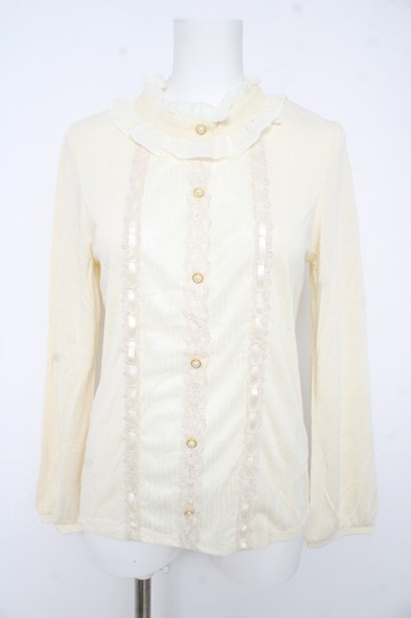 画像1: axes femme / プチスタンド襟ブラウス風プルオーバー M 生成り Y-26-02-15-018-AX-TO-IG-ZY (1)