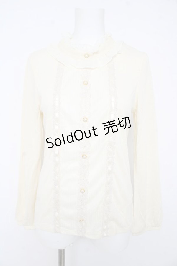 画像1: axes femme / プチスタンド襟ブラウス風プルオーバー M 生成り Y-26-02-15-018-AX-TO-IG-ZI (1)
