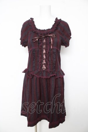 画像: axes femme / チェックレースアップワンピ M ワイン Y-26-02-15-177-AX-OP-SZ-ZY