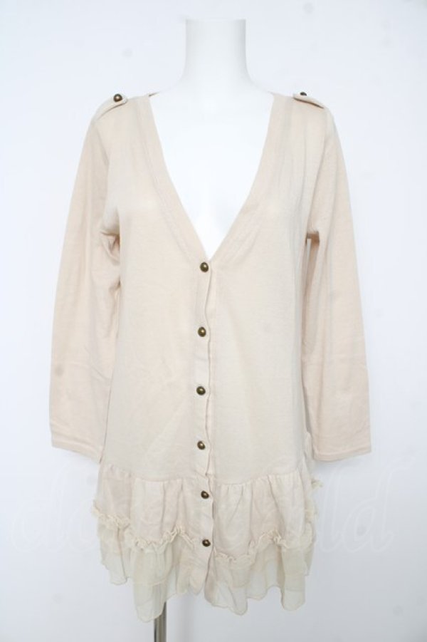 画像1: axes femme / 裾フリルニットロングカーディガン M アイボリー Y-26-02-15-021-AX-TO-IG-ZY (1)