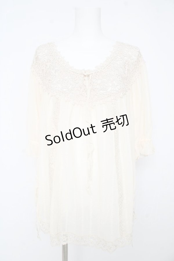 画像1: axes femme / オフショルカギ針編みブラウス M 生成り Y-26-02-15-022-AX-TO-IG-ZY (1)