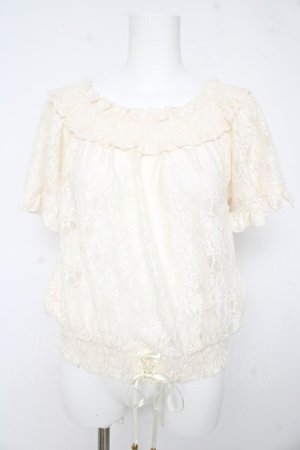 画像: axes femme / 総レースクロプトトップス M アイボリー Y-26-02-15-024-AX-TO-IG-ZY