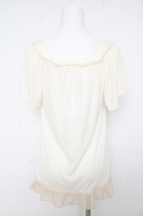 画像2: axes femme / フラワーレースTシャツ M オフシロ Y-26-02-15-025-AX-TO-IG-ZY (2)