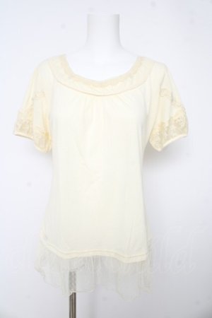 画像: axes femme / 裾ドットチュールTシャツ M 生成り Y-26-02-15-026-AX-TO-IG-ZY