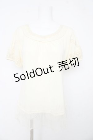 画像: axes femme / 裾ドットチュールTシャツ M 生成り Y-26-02-15-026-AX-TO-IG-ZY