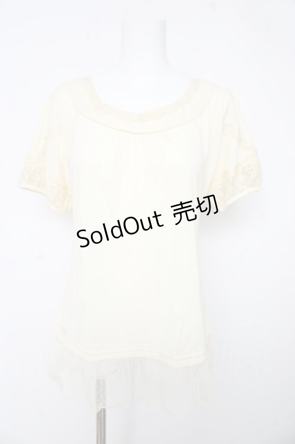 画像1: axes femme / 裾ドットチュールTシャツ M 生成り Y-26-02-15-026-AX-TO-IG-ZY (1)