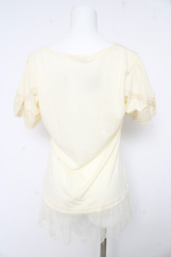 画像2: axes femme / 裾ドットチュールTシャツ M 生成り Y-26-02-15-026-AX-TO-IG-ZY (2)