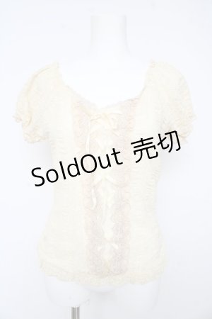 画像: axes femme / フロント編み上げレース半袖トップス Ｍ 生成り Y-26-02-15-027-AX-TO-IG-ZY