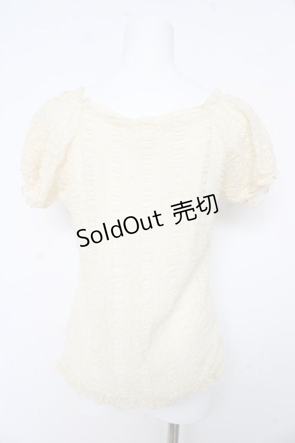 画像2: axes femme / フロント編み上げレース半袖トップス Ｍ 生成り Y-26-02-15-027-AX-TO-IG-ZY (2)