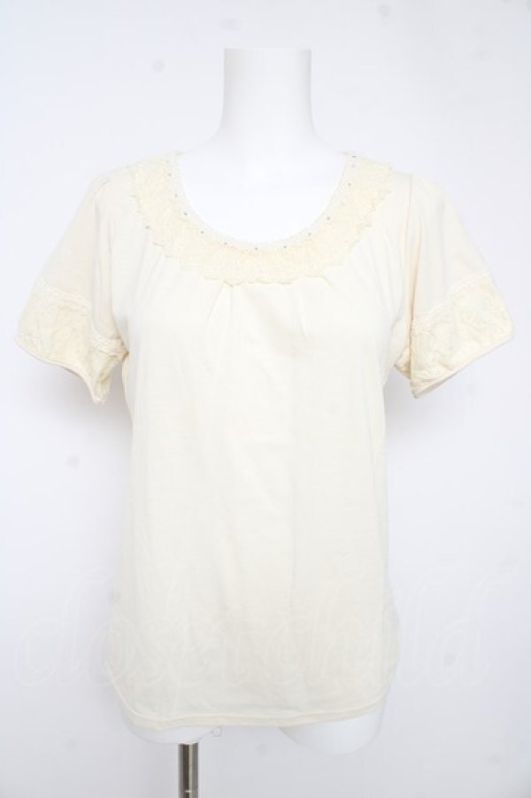 画像1: axes femme / ローズレースTシャツ M 生成り Y-26-02-15-028-AX-TO-IG-ZY (1)