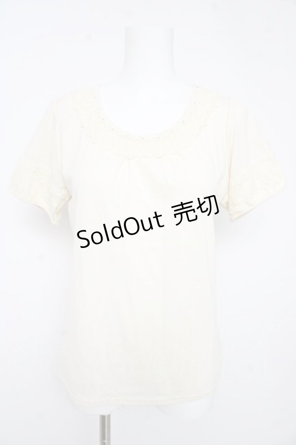 画像1: axes femme / ローズレースTシャツ M 生成り Y-26-02-15-028-AX-TO-IG-ZY (1)