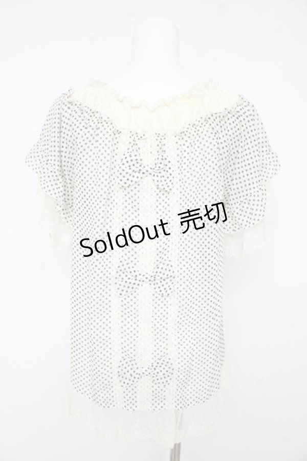 画像2: axes femme / ドットシフォンブラウス M シロ×クロ Y-26-02-15-029-AX-BL-IG-ZY (2)