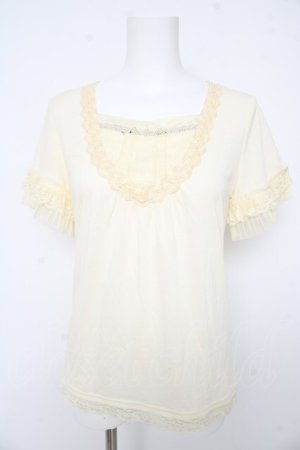 画像: axes femme / チュールフリルＴシャツ M アイボリー Y-26-02-15-031-AX-TO-IG-ZY