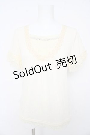 画像: axes femme / チュールフリルＴシャツ M アイボリー Y-26-02-15-031-AX-TO-IG-ZY