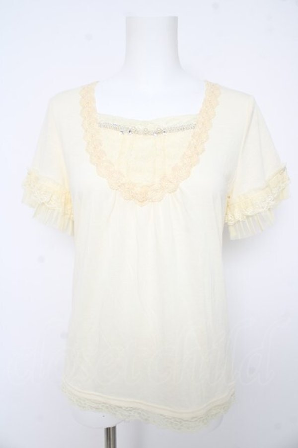 画像1: axes femme / チュールフリルＴシャツ M アイボリー Y-26-02-15-031-AX-TO-IG-ZY (1)