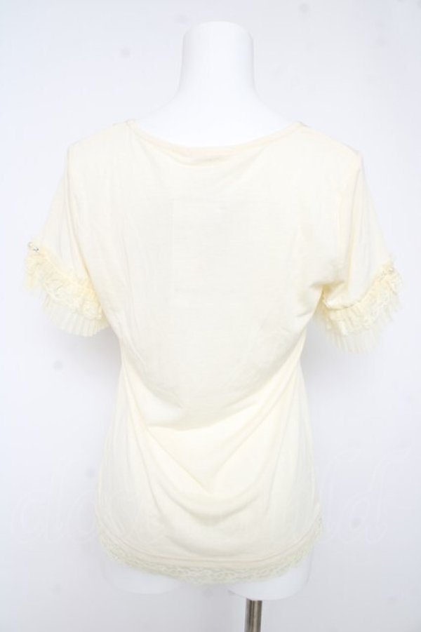 画像2: axes femme / チュールフリルＴシャツ M アイボリー Y-26-02-15-031-AX-TO-IG-ZY (2)