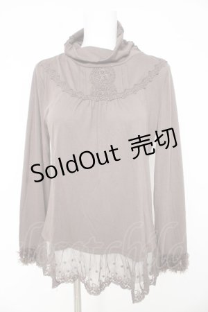 画像: axes femme / ファーカフスハイネックカットソー M ブラウン Y-26-02-15-035-AX-TO-IG-ZY