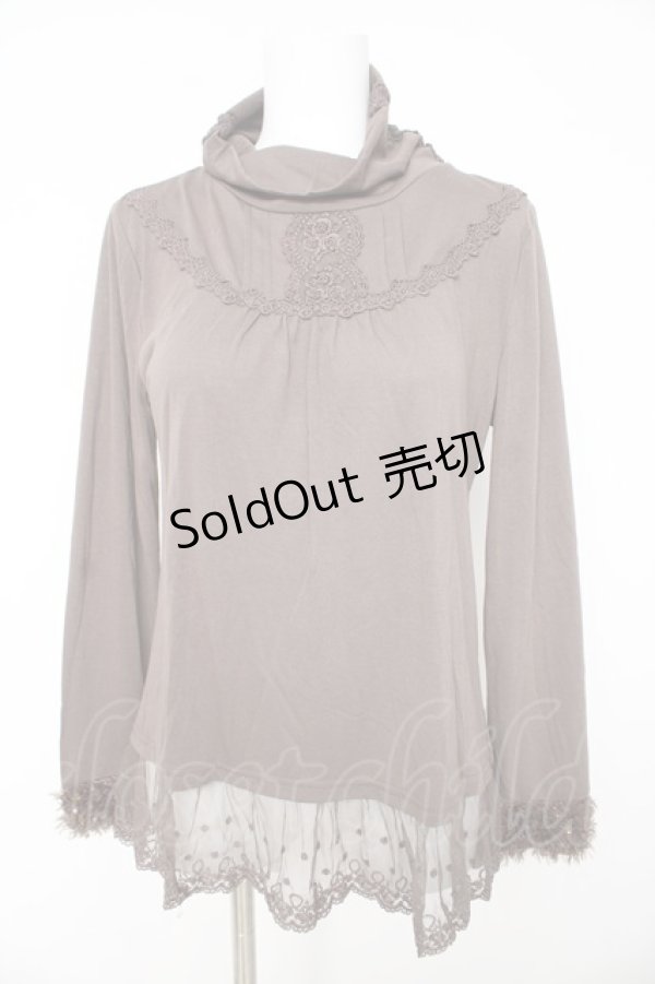 画像1: axes femme / ファーカフスハイネックカットソー M ブラウン Y-26-02-15-035-AX-TO-IG-ZY (1)