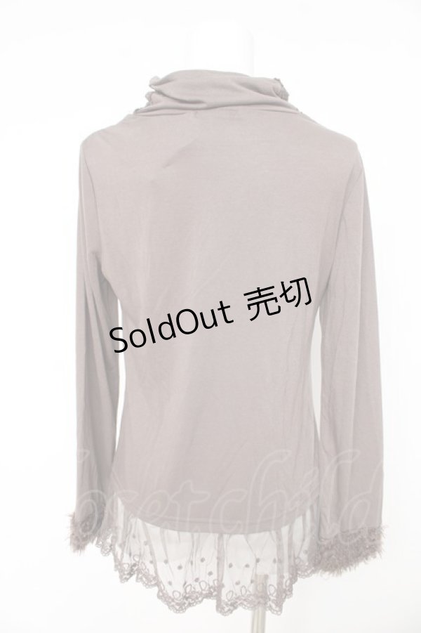 画像2: axes femme / ファーカフスハイネックカットソー M ブラウン Y-26-02-15-035-AX-TO-IG-ZY (2)