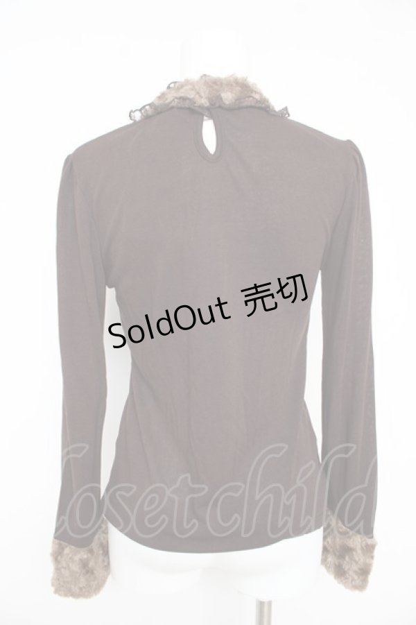 画像2: axes femme / ファー襟カットソー M ブラウン Y-26-02-15-036-AX-TO-IG-ZY (2)