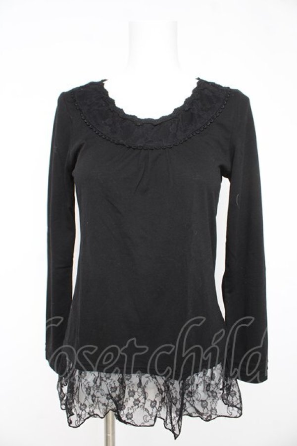 画像1: axes femme / レースフリルカットソー M クロ Y-26-02-15-037-AX-TO-IG-ZY (1)