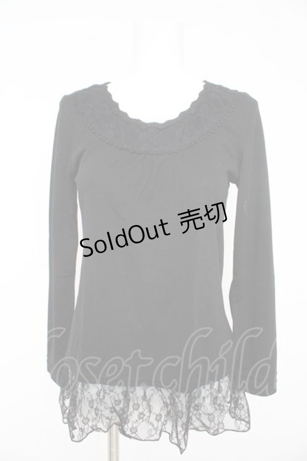 画像1: axes femme / レースフリルカットソー M クロ Y-26-02-15-037-AX-TO-IG-ZY (1)