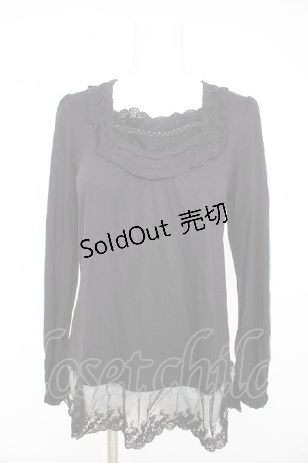 画像1: axes femme / 裾レースカットソー M クロ Y-26-02-15-038-AX-TO-IG-ZY (1)