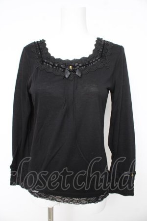 画像: axes femme / サテンベロアリボンカットソー M クロ Y-26-02-15-040-AX-TO-IG-ZY