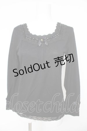 画像: axes femme / サテンベロアリボンカットソー M クロ Y-26-02-15-040-AX-TO-IG-ZY