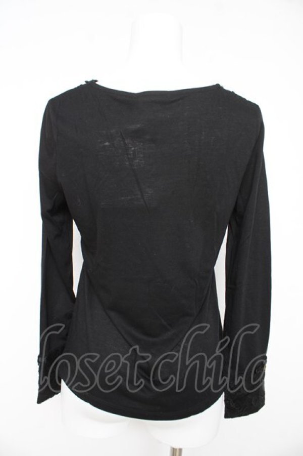 画像2: axes femme / サテンベロアリボンカットソー M クロ Y-26-02-15-040-AX-TO-IG-ZY (2)